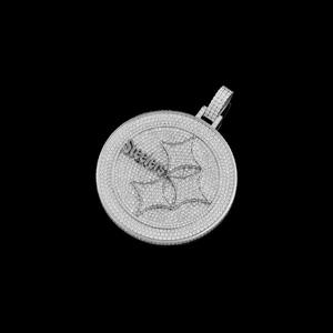 Pendentif personnalisé en moissanite plaqué or 18 carats, médaille ronde en argent 925, breloque hip-hop VVS pour hommes rappeurs - Product Image 4