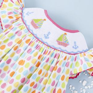 Precioso Vestido Largo Informal de Algodón 100% con Cuello Redondo y Estampado de Ancla de Barco para Niñas, Primavera, Ecológico, Certificado OEKO-TEX - Product Image 2