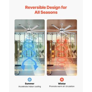 Ventilatore da soffitto a basso profilo con luce, 6 velocità, telecomando, dimmerabile, 3 temperature di colore, motore DC reversibile, 72 pollici - Product Image 4
