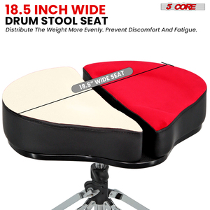 Taburete de batería de 5 patas con soporte de columna vertebral ajustable de 5 pulgadas, acolchado de piel sintética y capacidad de 250 lb - Product Image 4