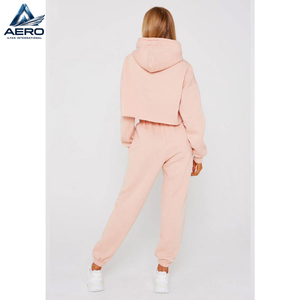 Casual 2 Piece Tracksuit <b>Set</b>, Best Material Wholesale Price With Own Customized Logo Print Ladies Gym Crop Tracksuits - Product Image 3