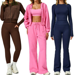 New Arrivals Windproof Womens <b>Tracksuits</b> Solid Full Length Hoodie Loose Casual Sweatsuit Yoga Gym Sportswear 100% Cotton Sporty - Product Image 1