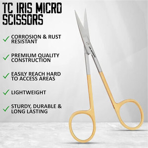Tijeras manuales para iris, curvas, con punta afilada, de acero inoxidable, reutilizables, para corte de tejidos y sutura en cirugía oftálmica - Product Image 4