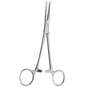 Ensemble de 2 pinces hémostatiques en acier inoxydable, courbées et droites, à verrouillage manuel, certifiées CE Classe I pour clinique - Product Image 2