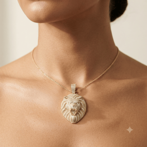 Colgante de Lujo Estilo Hip Hop para Raperos, Chapado en Oro Rosa sobre Plata 925, con Cabeza de León Africano Salvaje Personalizada y Moissanita - Product Image 2