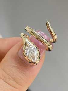 Trending 1 Carat Zircon Pear Cut IGI Certified Engagement Wedding <b>Ring</b> <b>Band</b> 14k Rose Gold Rhodium Plated Prong Setting Jewelry - Product Image 4