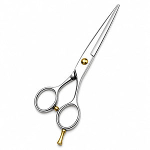 Ciseaux de coiffure professionnels en acier inoxydable avec vis dorée et repose-doigts pour barbier et salon de coiffure - Product Image 1