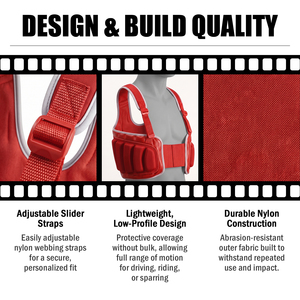 Gilet de protection dorsal professionnel rouge pour karting, respirant, avec soutien du torse en maille, sangles réglables et rembourrage en mousse, pour la course - Product Image 4