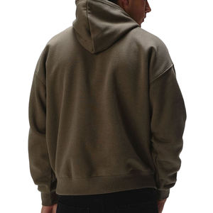 Sweat à capuche lourd de qualité supérieure pour homme, coupe classique, avec logo personnalisé brodé sur le devant, doublure en coton, polyester, élasthanne et laine - Product Image 4