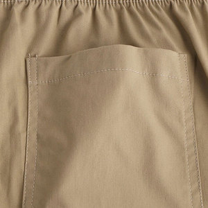 Pantalones Cortos de Algodón Color Caqui para Hombre, Cintura Elástica con Cordón, Color Sólido Informal, Corte Medio, Tejido de Lona Transpirable de Secado Rápido - Product Image 4