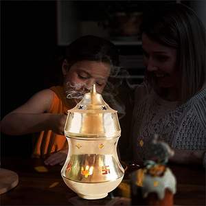 Brûleur en métal artisanal de qualité supérieure avec base stable anti-basculement, pour encens indien écologique de qualité export, décoration intérieure à faible coût - Product Image 4