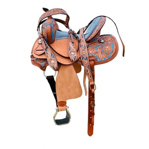 Selle de cheval western en cuir artisanal haut de gamme, robuste, pour ranch, trail, barrel racing, roping, équipement d'équitation de loisir, fabrication en usine - Product Image 2