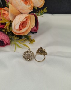 Delicate Pear Cut Kundan Gemstone <b>Adjustable</b> <b>Ring</b> For Women Wedding Reception Festival Ethnic Wear Imitation Jewellery Wholesale - Product Image 4