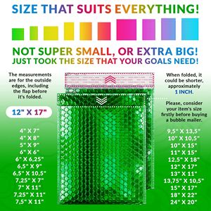 Verde metallizzato 12X17 pollici bollettini a bolle 50 Pack busta in polietilene involucro impermeabile per gioielli - Product Image 4