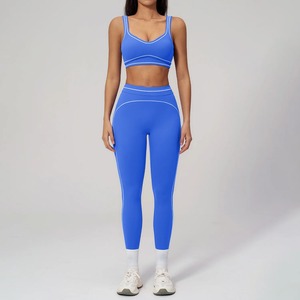 Ensemble de yoga 5 pièces pour femme avec logo personnalisé, motif cœur et blocs de couleur à carreaux, tenue de sport et de fitness, OEM ODM Privé - Product Image 1