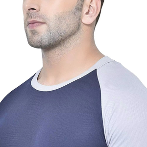 Camiseta Básica para Hombre, Superventas, Transpirable, de Malla de Poliéster, Manga Raglán, Cuello Redondo Clásico, OEM, ODM, Marca Privada - Product Image 3