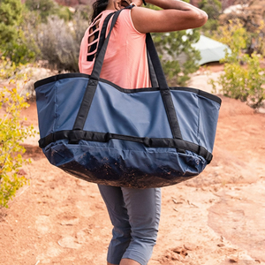 Grand sac fourre-tout pliable en polyester imperméable, logo personnalisé OEM, sac de transport robuste pour le camping en plein air, vente en gros - Product Image 5