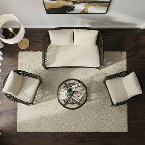 Modern Luxury Black Rattan <b>Dining</b> Chair Outdoor Patio Cushion <b>Armchair</b> Accent Living Room Sustainable Eco-Friendly Waterproof - Product Image 3