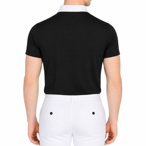 Black White Men Short Sleeve Equestrian Show Shirt Competition Riding <b>Polo</b> Stretch Performance OEM Custom Logo - Product Image 2