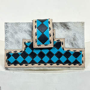 กระเป๋าสตางค์หนังแท้ลายตารางหมากรุก ดีไซน์หรูหรา งานฝีมือ หนังวัวแท้ สำหรับผู้หญิง ใส่บัตรและเงิน - Product Image 4