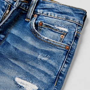 Jeans de Mezclilla Ajustados de Cintura Alta para Mujer, Color Sólido, Desgastados, Estilo Casual, para Primavera - Product Image 5