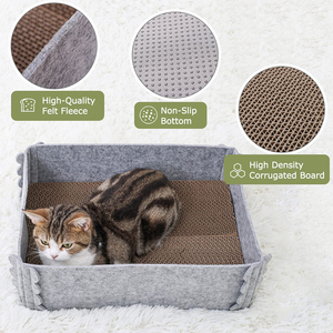 Rectangular <strong>Cat</strong> Corrugated Scratcher Pad Lounge <strong>Box</strong> Felt Pet <strong>Bed</strong> with Removable Cardboard - Product Image 6