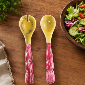 Élégants ustensiles de service à salade en résine FAIZA CRAFT faits à la main et écologiques, compatibles lave-vaisselle et micro-ondes, couleur personnalisable - Product Image 6