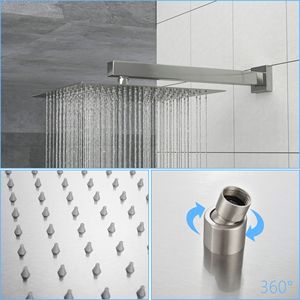 Sistema Doccia Quadrato Regolabile da 10 Pollici, Montaggio a Parete, Set Accessori Bagno in Nichel Spazzolato con Valvola di Ingresso Acqua - Product Image 5