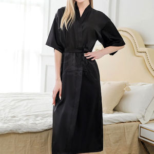 Peignoir en soie pour femme de haute qualité - Logo professionnel, style décontracté, tissu lisse, saison automne/printemps - Product Image 2