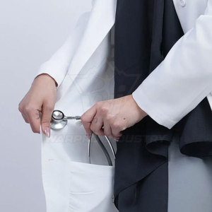 Bata de Laboratorio con Manga Larga, Cierre de Botones Frontales, Tela Cómoda y Bolsillos, para Uso en Fábricas - Product Image 3
