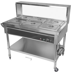 Scaldavivande Professionale a 6 Scomparti in Acciaio Inox, Tavolo Elettrico a Vapore per Buffet e Catering con Controllo Manuale della Temperatura - Product Image 6