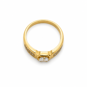 18K yellow Gold <b>Mens</b> Diamond Solitaire <b>Ring</b> Cushion Cut Center Geometric Pattern Luxury Fine Jewelry Wedding Party Daily Wear Gi - Product Image 4