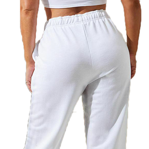 Women Solid Gray <b>Ankle</b>-Length Jogger Pants Mid Waist Drawstring Casual Knitted Cotton Spandex Breathable Autumn Fit - Product Image 5