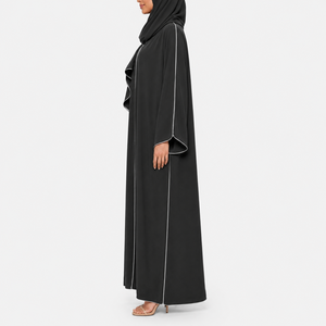 Ensemble abaya ouverte de haute qualité avec hijab assorti, longueur cheville, manches longues, tenue décontractée pour femmes - Product Image 3