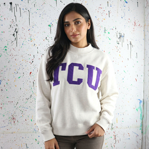 Sudadera con cuello redondo y estampado de letras TCU, unisex, corte regular, jersey de punto, ropa informal de otoño, CLUSH SPORTS - Product Image 1