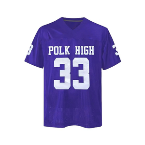 Camiseta de Fútbol Americano Personalizada con Logotipo para Hombre, Camiseta de Entrenamiento de Malla Azul con Estampado de Número 33 para Deportes y Cosplay - Product Image 3