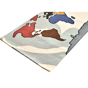 Hand Tufted <b>Abstract</b> World Map Area <b>Rug</b> 3x6 Ft Educational Modern Carpet for Kids Room Wool & Acrylic - Product Image 3