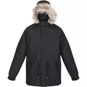 Global Industry <b>Men's</b> Black Windproof Puffer Jacket Casual <b>Winter</b> <b>Coat</b> Hooded Zipper Closure Regular Fit Polyester Filling Fur - Product Image 5