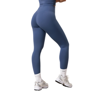Leggings de fitness pour femmes, taille haute, longueur intégrale, sans couture, extensibles, bleus, confortables pour le yoga, la course à pied et l'entraînement - Product Image 3