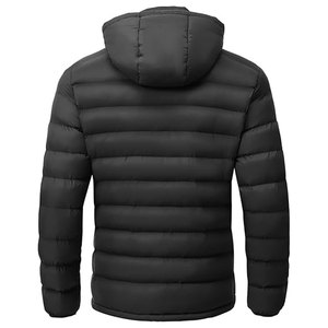 Custom Mens Lightweight Puffer Jacket Water Resistant <b>Quilted</b> Coat Detachable Hood Travel Hiking Skiing OEM Branding - Product Image 4