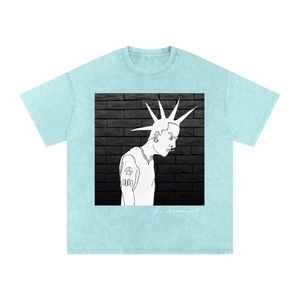 Camiseta Oversize de Algodón 100% Lavado al Ácido para Hombre, con Transferencia Térmica, Cuentas y Pedrería Brillante, Tejido Liso - ¡Gran Oferta! - Product Image 3