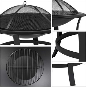 Brasero de Hierro Independiente con Pantalla Antichispas, para Leña, Estilo Clásico, con Recubrimiento en Polvo Negro - Product Image 3
