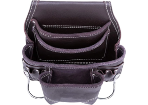 Heavy Duty <b>Leather</b> <b>Tool</b> Belt With Multiple Pockets And Metal Clips Black - Product Image 6