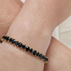 Black Onyx <b>Charm</b> Bracelet in 925 Sterling <b>Silver</b> Gold Plated Luxury Handmade Vintage Gemstone Jewelry Gift for Women - Product Image 4
