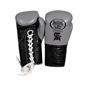 Guantes de Boxeo de Cuero No Boxing No Life, Negros con Dorado en Relieve, con Cordones, Hechos en México, para Entrenamiento en Gimnasio, Juveniles, MMA, Sparring - Product Image 3