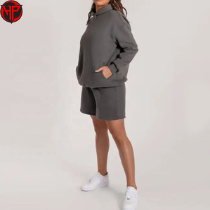 Conjunto de Sudadera con Capucha y Pantalones Cortos de Alta Calidad para Hombre, Estilo Urbano, Corte Holgado, Personalizado, de Dos Piezas, Sudadera con Capucha y Pantalones Cortos de Felpa - Product Image 4