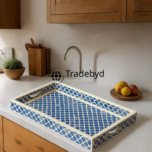 Bandeja Moderna Hecha a Mano con Incrustaciones de Hueso, de Primera Calidad, Elegante y Decorativa para el Hogar, por Tradebyd - Product Image 1