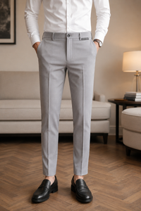 Pantalones Casuales Transpirables de Corte Recto y Tiro Medio con Botones para Hombre, 100% Algodón Peinado, Tejido de Felpa, Verano, Active Squad - Product Image 1