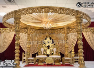 Mandap de mariage rond sur le thème du jardin élégant, style palais blanc pour mariage asiatique, mandap époustouflant pour la cérémonie de Varmala. - Product Image 4