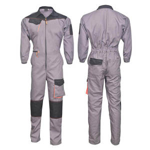 Men's Gray Polyester <b>Work</b> Coverall with <b>Black</b> Trim and Orange Zipper Abrasion Resistant for Outdoor Use - Product Image 4